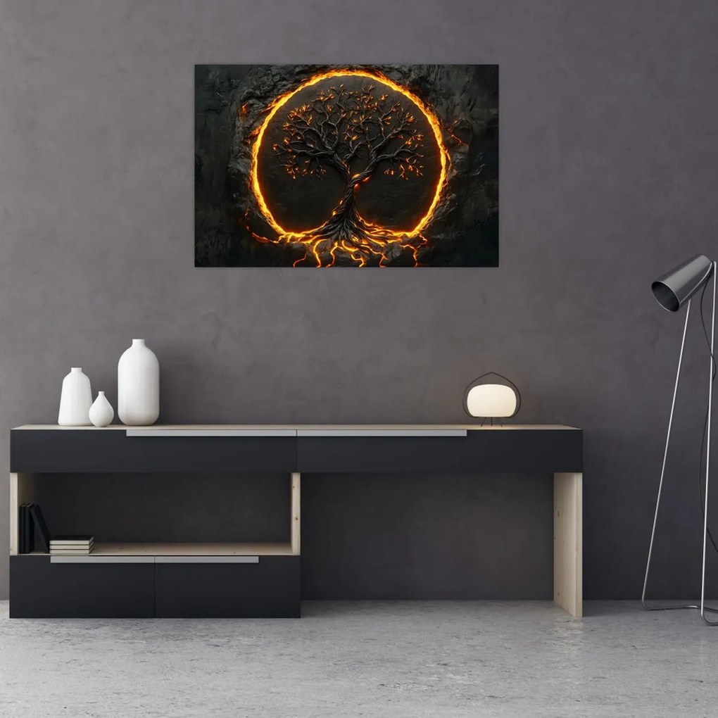 Tablou – Arborele vieții în lavă II. (90x60 cm)