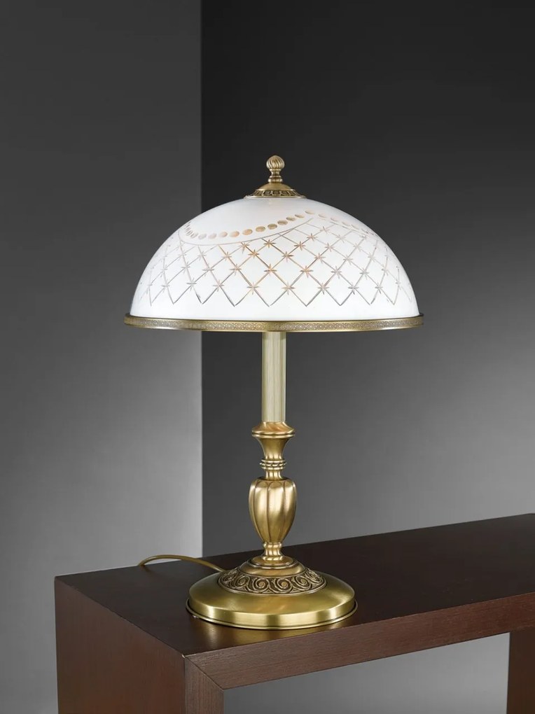 Veioza, lampa de masa clasic design italian din alama, sticla 7002 RA-P. 7002 G