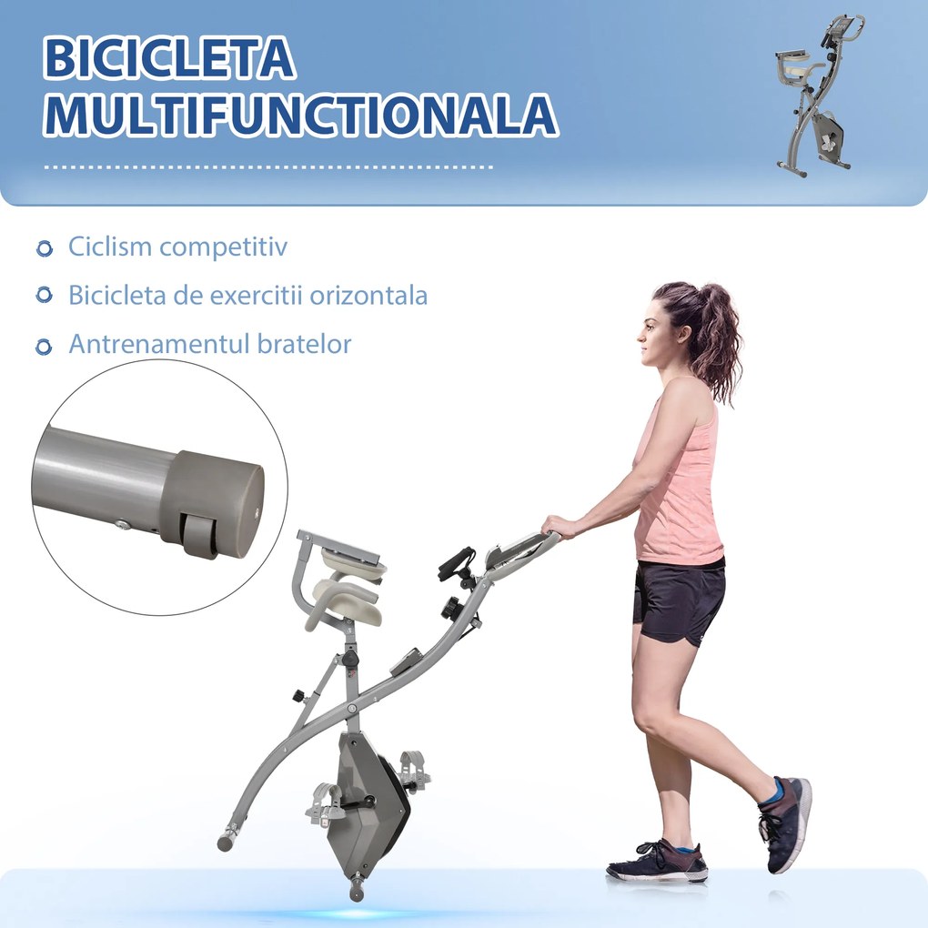 HOMCOM bicicleta pliabila 2 in 1, 8 nivele, gri | Aosom Romania