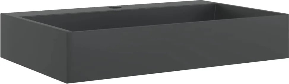 vidaXL Chiuvetă negru 60x38x11 cm, conglomerat turnat mineral/marmură