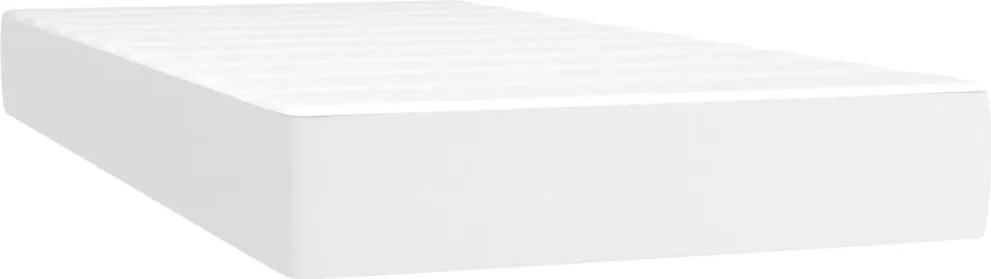 vidaXL Saltea cu arcuri buzunar, fermitate medie, alb, 100x200x20 cm, piele ecologică