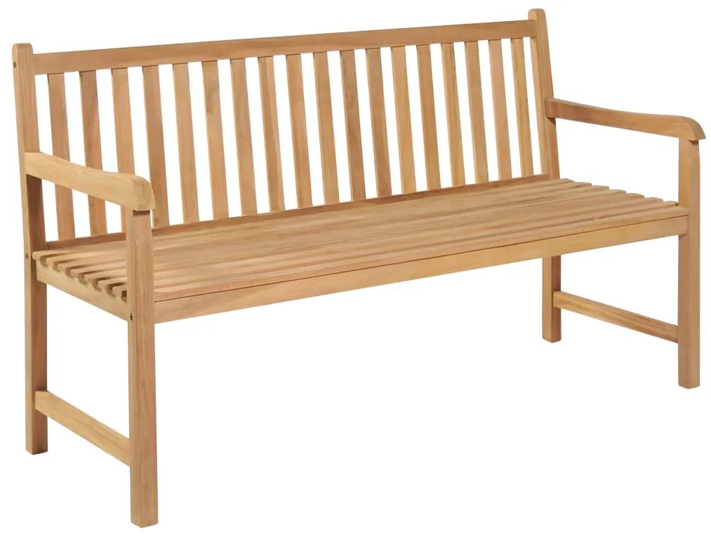 Banca gradina cu perna neagra, 150 cm, lemn masiv tec 150 cm, Negru, 1, Negru