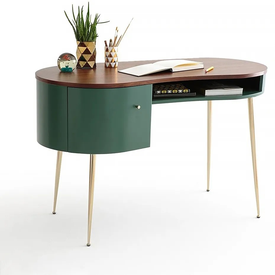 Birou curbat mid-century modern green & gold DEPRIMO 14236 by Deprimo