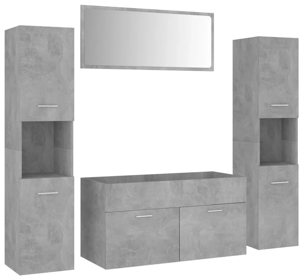 3071067 vidaXL Set mobilier de baie, gri beton, lemn prelucrat