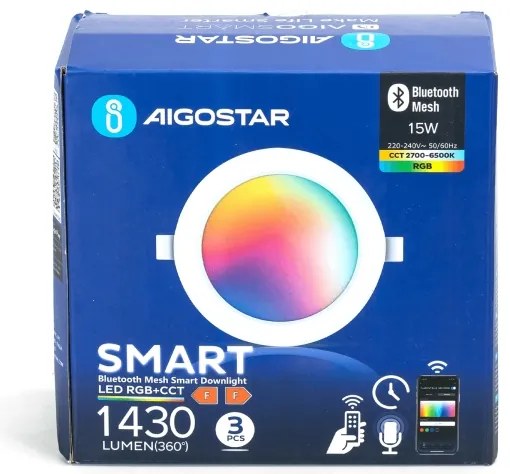 SET 3x corp de iluminat LED RGBW dimabil încastrat Aigostar MESH 15W/230V 2700K-6500K d. 17cm