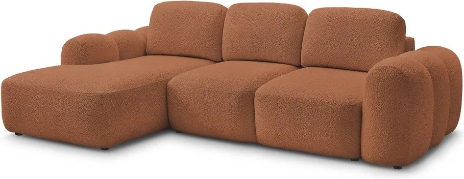 Colțar portocaliu extensibil/cu spațiu de depozitare cu tapițerie din țesătură bouclé (cu colț pe partea stângă/cu șezlong) Montaigne – Bobochic Paris