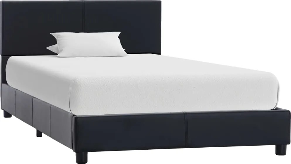 vidaXL Cadru de pat, negru, 100x200 cm, piele ecologică