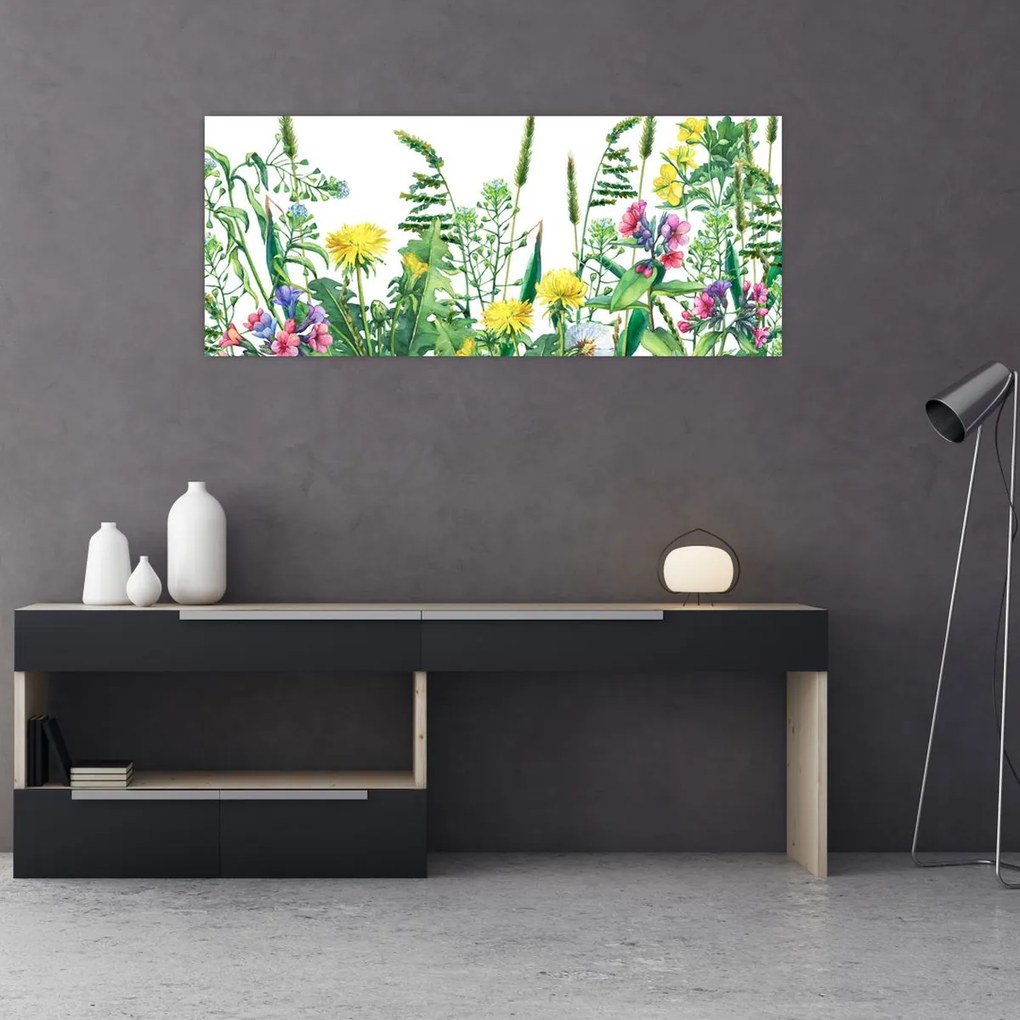 Tablou - Flori de pajiște pictate (120x50 cm)