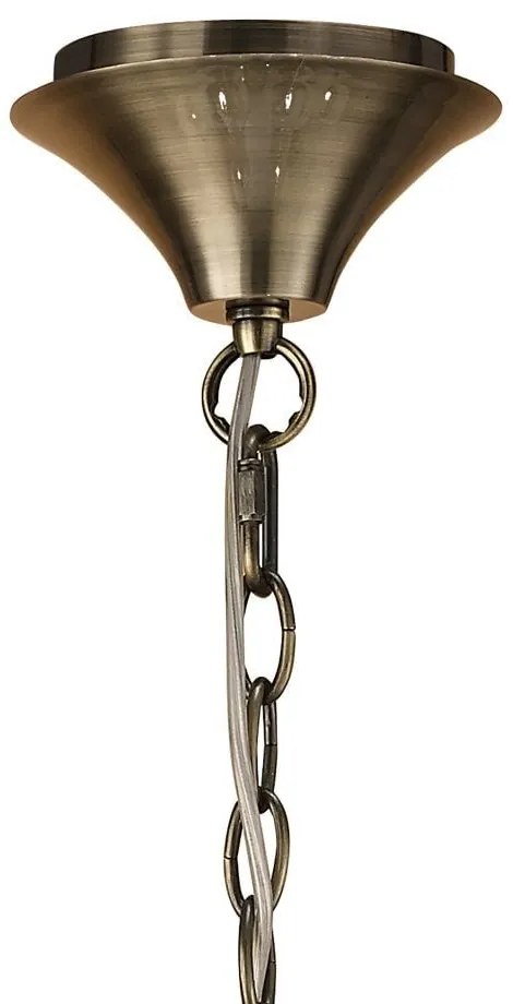 Candelabru clasic cu 9 brate LOEWE antique brass/ abajur alb