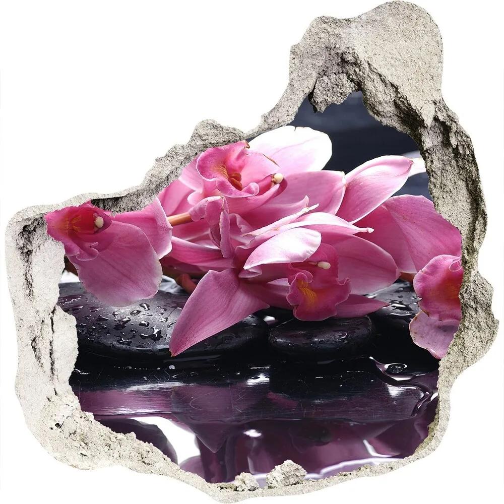 Fototapet un zid spart cu priveliște Orhidee roz