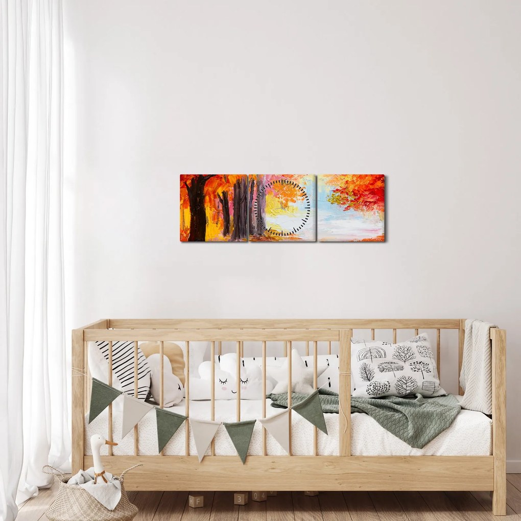 Tablou - Pictura, toamna colorată (cu ceas) (90x30 cm)