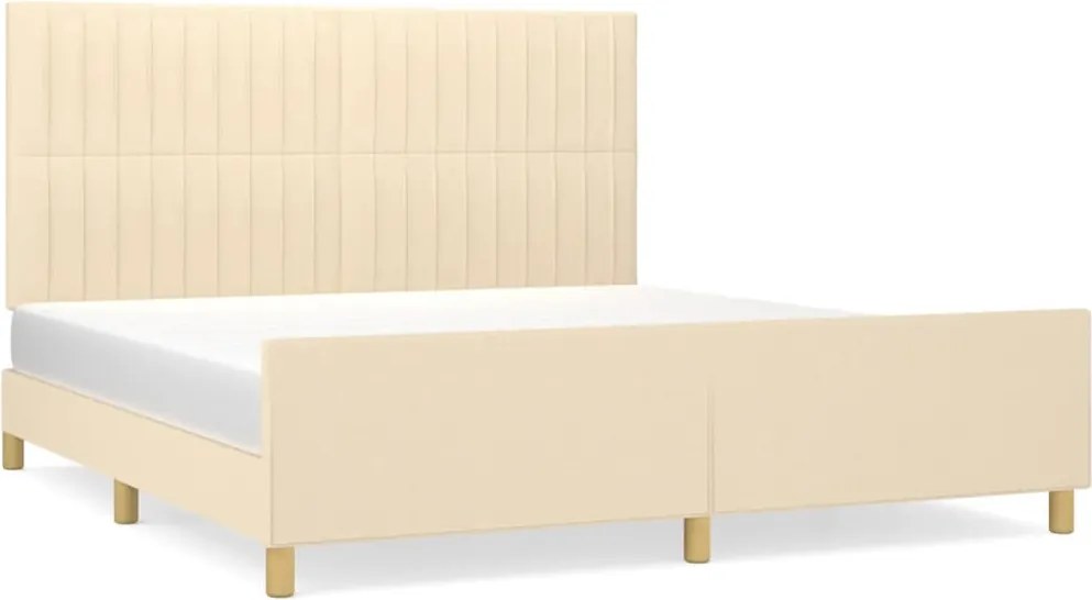 vidaXL Cadru de pat fără saltea, crem, 160x200 cm, textil