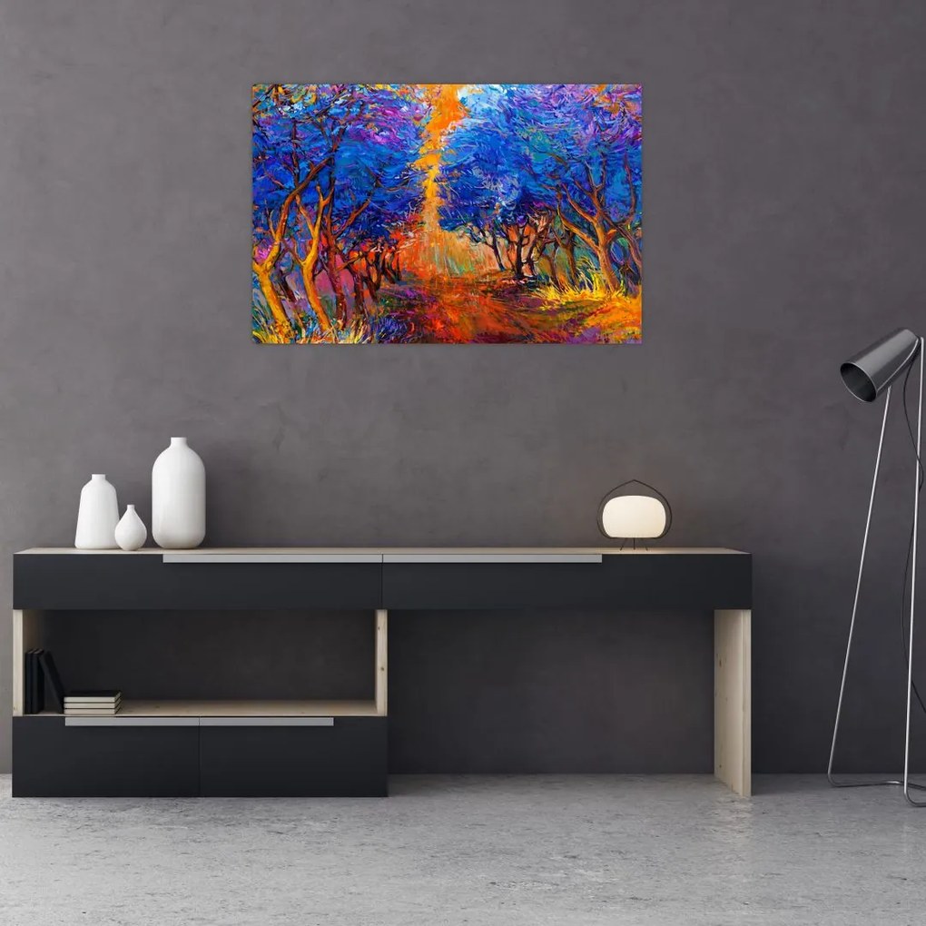 Tablou - Coroane de copac de toamnă, impresionism modern (90x60 cm)