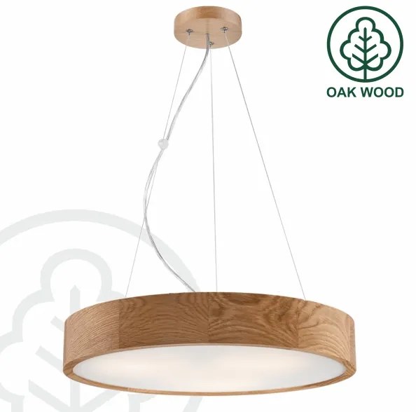 Candelabru pe cablu OAK 3xE27/60W/230V stejar Ø 47,5 cm