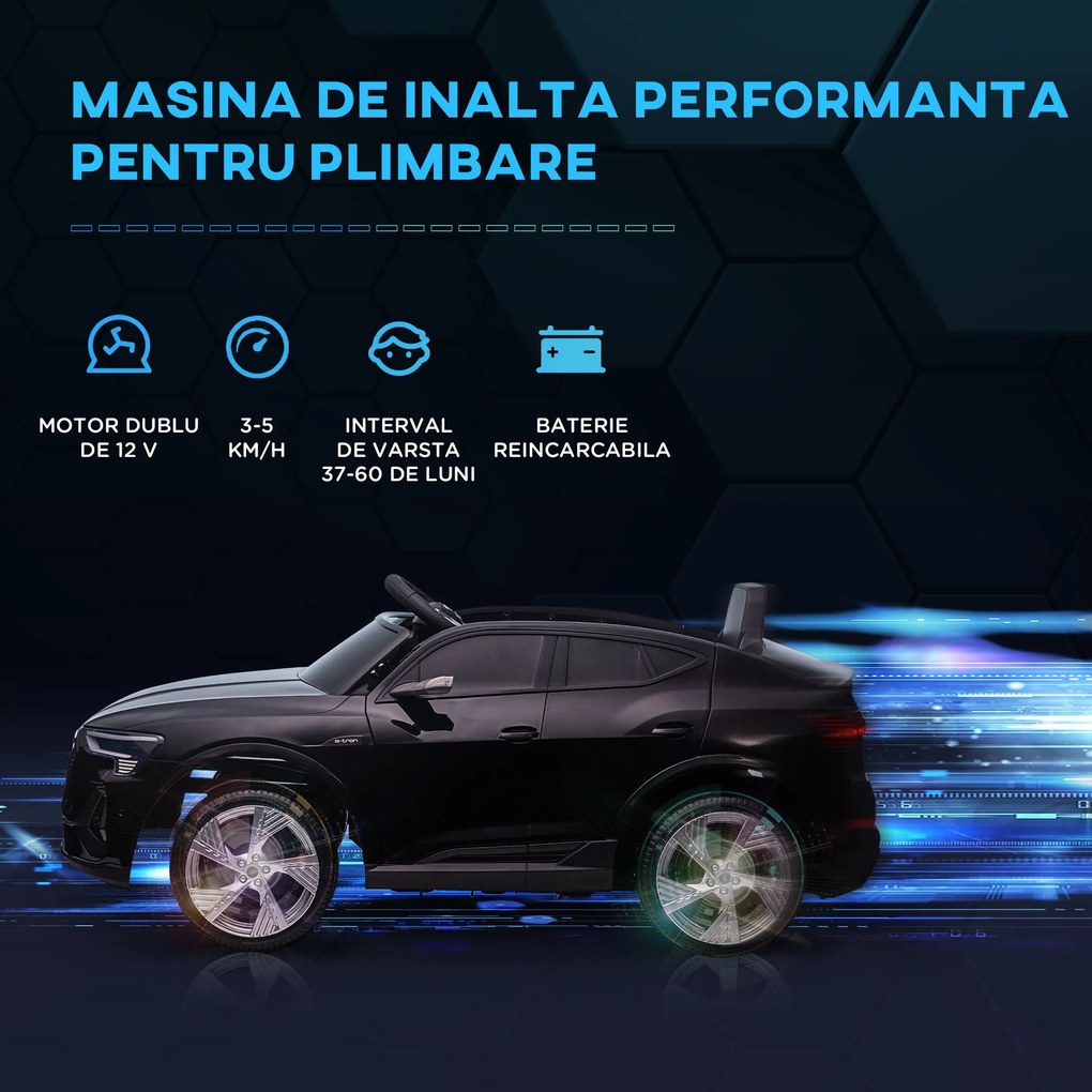 Masina sport electrica pentru copii , jucarie cu motor 12V alimentat cu doua baterii, Negru HOMCOM | Aosom Romania