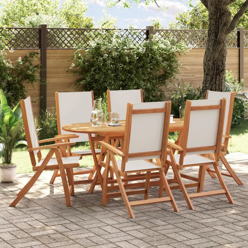 3279284 vidaXL Set mobilier de grădină, 7 piese, lemn masiv acacia/textilenă