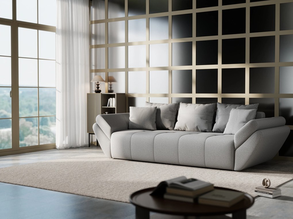 Canapea extensibilă dumonde cu ladă de depozitare si sezut confortabil din spuma high-density, Berlin Enjoy Grey 250x100 cm