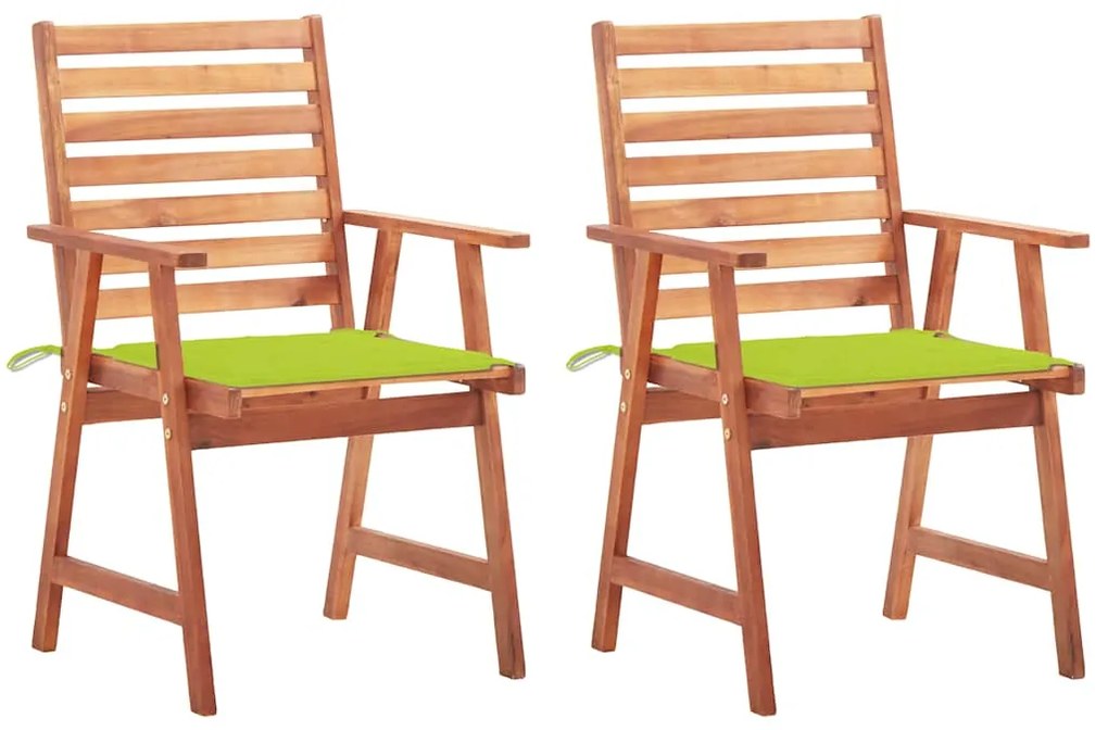 vidaXL Scaune de masă exterior cu perne, 2 buc., lemn masiv acacia