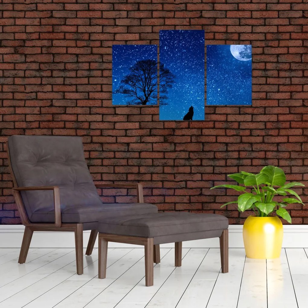 Tablou - Lupul urlând la lună (90x60 cm)