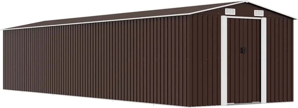 vidaXL Șopron de grădină, maro, 257x779x181 cm, oțel zincat