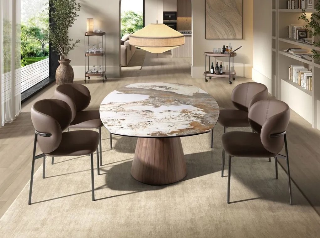 Scaun modern design italian, Piele Sintetica Maro