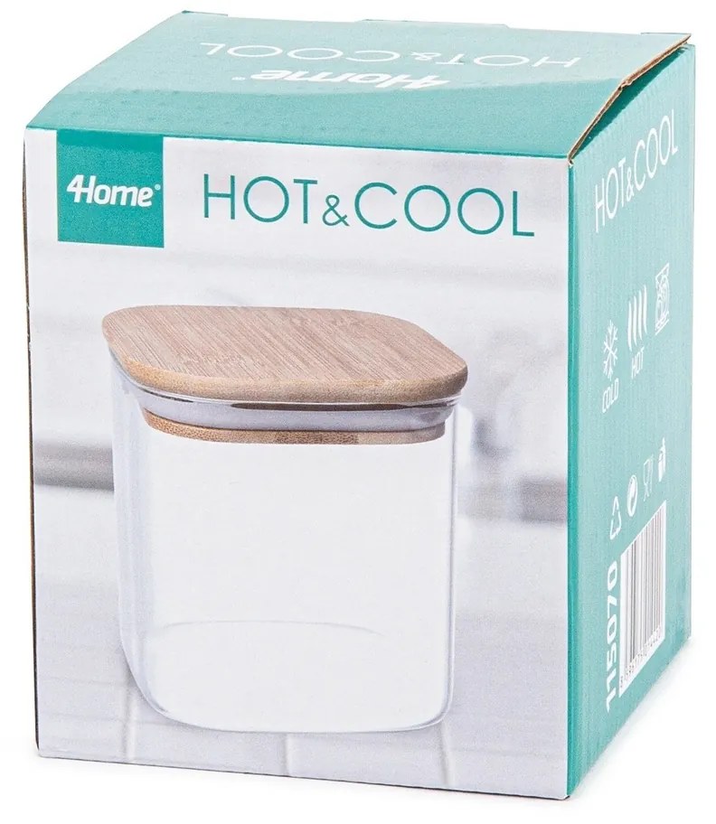 Recipient de sticlă 4Home pentru alimente cu  capac Bamboo, 550 ml