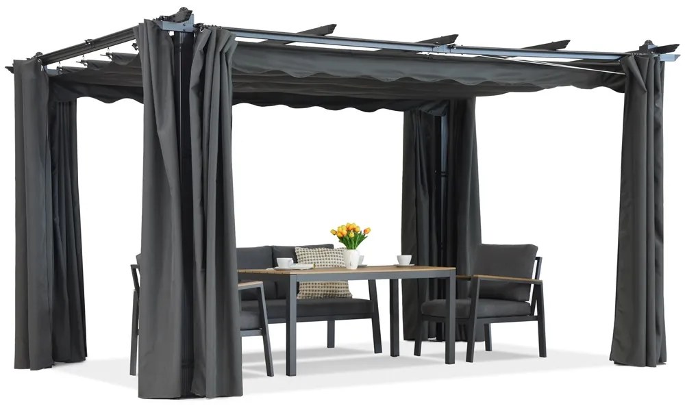 Barbados 3x3 m patio pergola cu perdele Garden Point antracit
