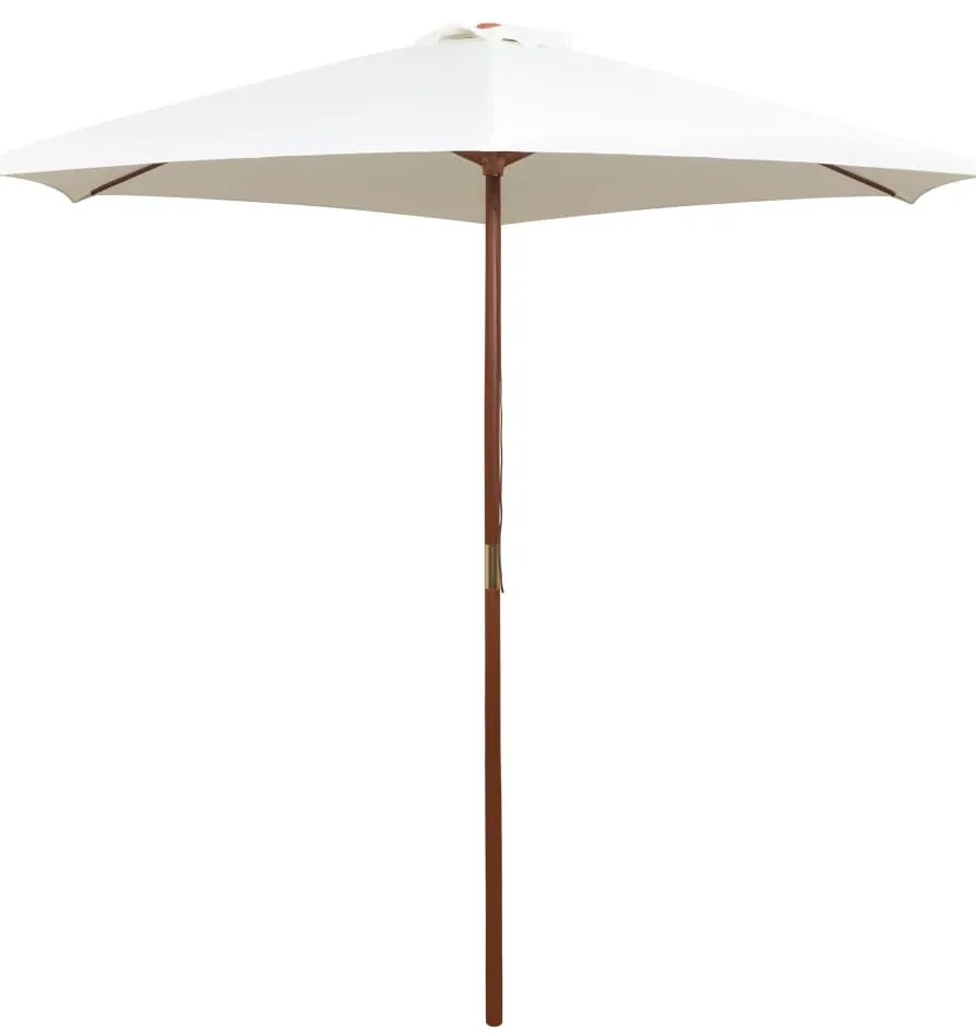 vidaXL Umbrelă de soare cu stâlp de lemn, alb crem, 270x270 cm