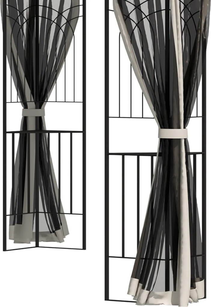 Outsunny Pavilion de grădină cu acoperiș dublu, cort pentru petreceri, cu 4 x pereți laterali, Metal+Poliester, Bej, 2,99 x 2,99 x 2,74 m | Aosom Romania