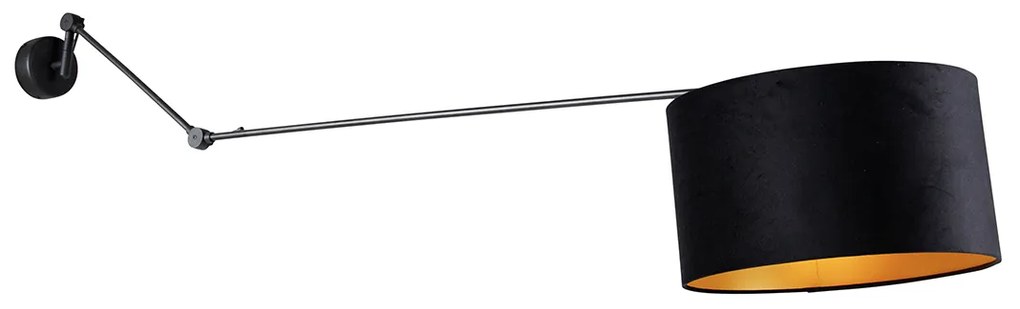 Aplică neagră cu abajur din catifea neagră 35 cm reglabilă - Blitz