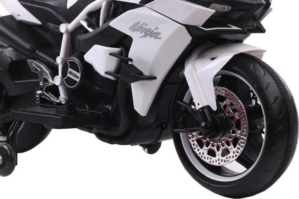 Motocicleta Electrica cu Acumulator Pentru Copii NOVOKIDS™ Ninja Premium Motocross, Viteza din maner, 3-8 ani, Max 30 kg, Cu Melodii si Lumini LED,