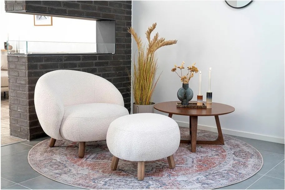 Fotoliu cu taburet crem Savona – House Nordic