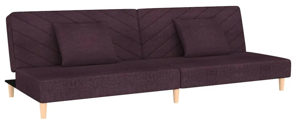 Canapea extensibila 2 locuri, 2 pernetaburet, violet, textil Violet, Cu scaunel pentru picioare