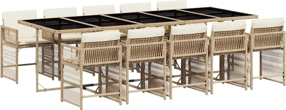 vidaXL Set mobilier de grădină cu perne, 11 piese, bej, poliratan