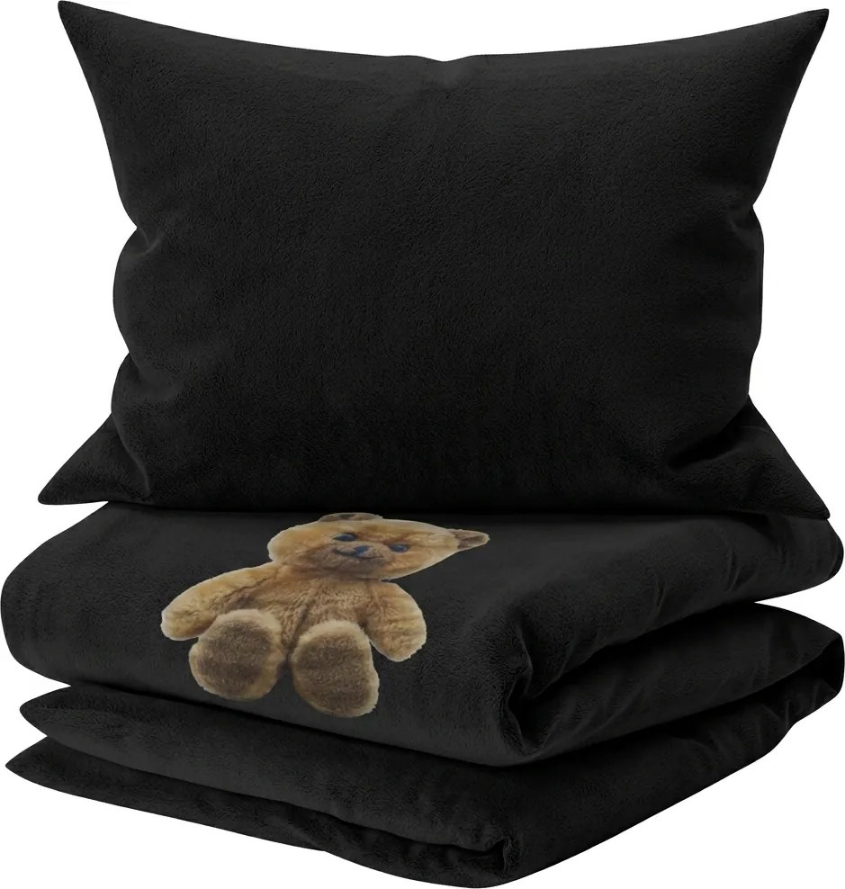 Lenjerie de pat din microfibra BRAVE TEDDY negru Dimensiune lenjerie de pat: 2 ks 60 x 70 cm | 240 x 200 cm