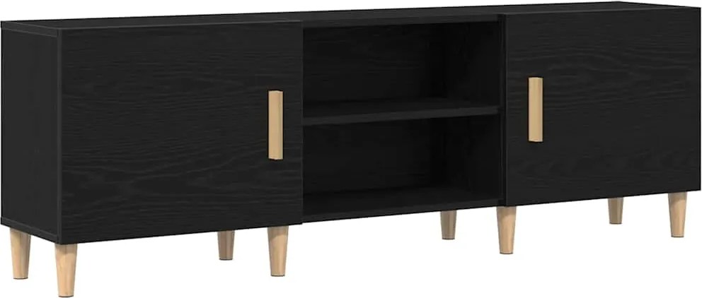 vidaXL Cabinet TV Stejar Negru 150 x 30 x 50 cm Lemn compozit