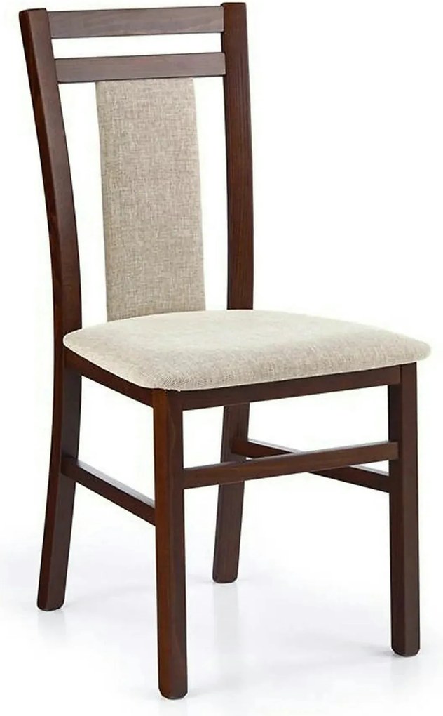 Scaun tapitat HUBERT 8, bej/nuc, stofa clasica/lemn, 45x51x90 cm