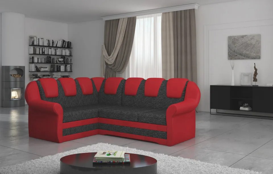 Coltar extensibil cu spatiu pentru depozitare, 243x105x190 cm, Lord II L01, Eltap (Culoare: Negru pepit / Rosu)