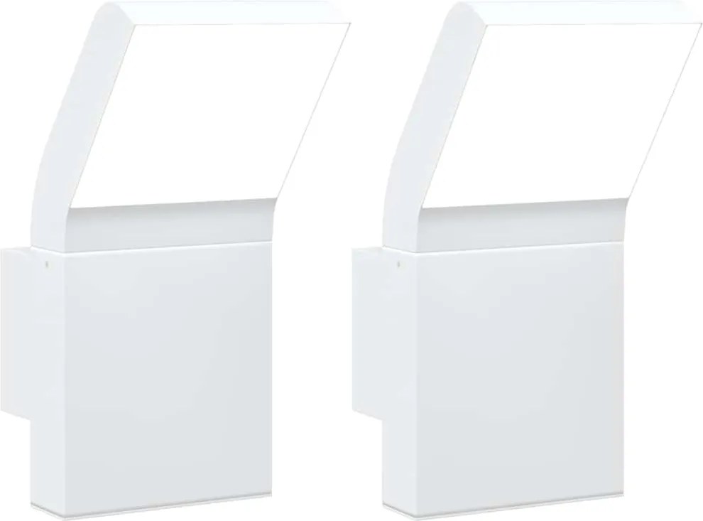 vidaXL Lămpi exterioare de perete cu LED 2 buc. alb, aluminiu turnat
