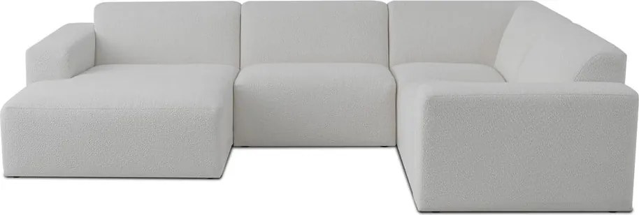 Colțar alb cu tapițerie din stofă bouclé (în formă de "U") Roxy – Scandic