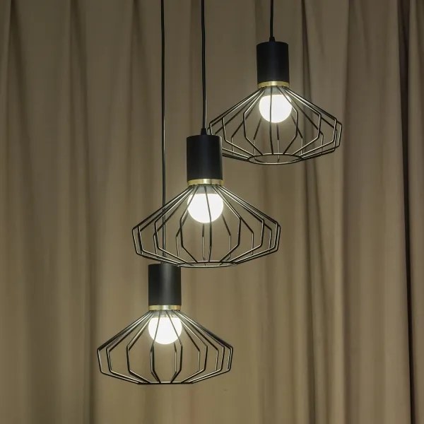 Pendul pe cablu SOLANO 3xE27/15W/230V negru/auriu