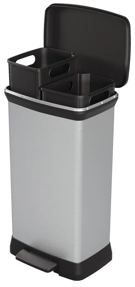 Coș cu pedală din plastic pentru sortare deșeuri 23+23 l Deco - Curver