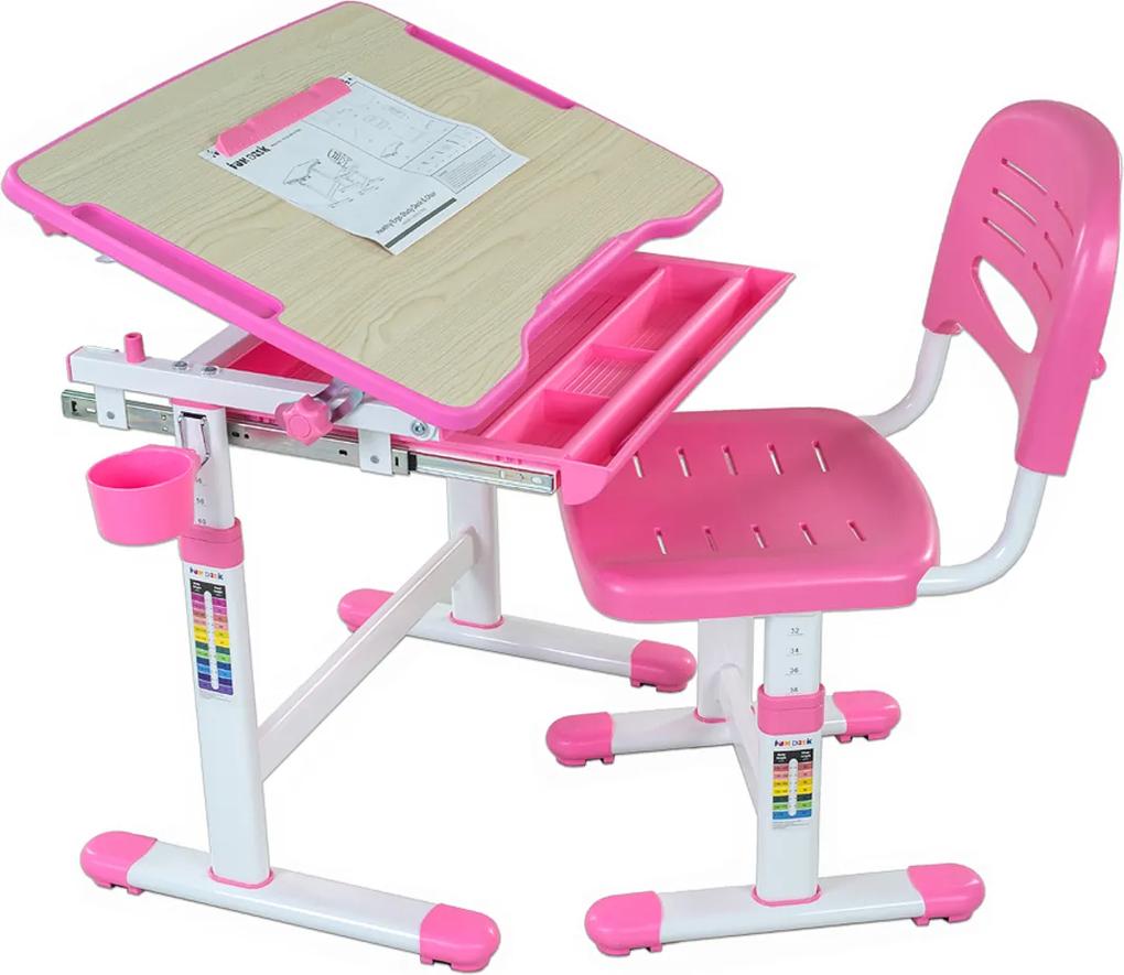 Masă de scris + scaun Bambino pentru copii-diferite culori roz