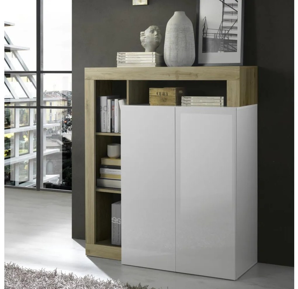 Comodă LENOR, alb/maro