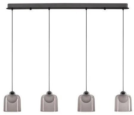 Lustra cu 4 pendule LED, Metal, Negru, Acrilic, DIONE