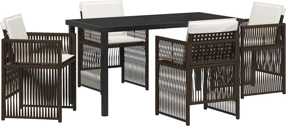 vidaXL Set de masă pentru grădină 5 pcs Maro Oțel vopsit electrostatic