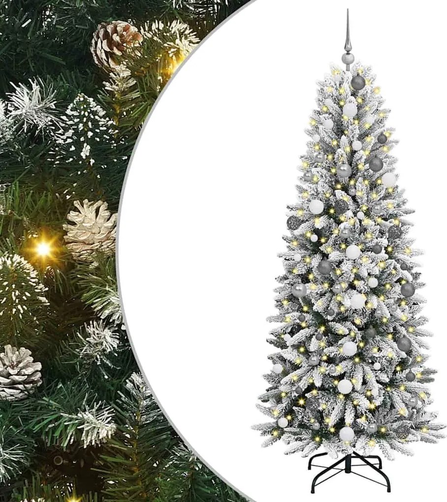 vidaXL Brad de Crăciun artificial cu 300 LED cu suport Alb 210 cm