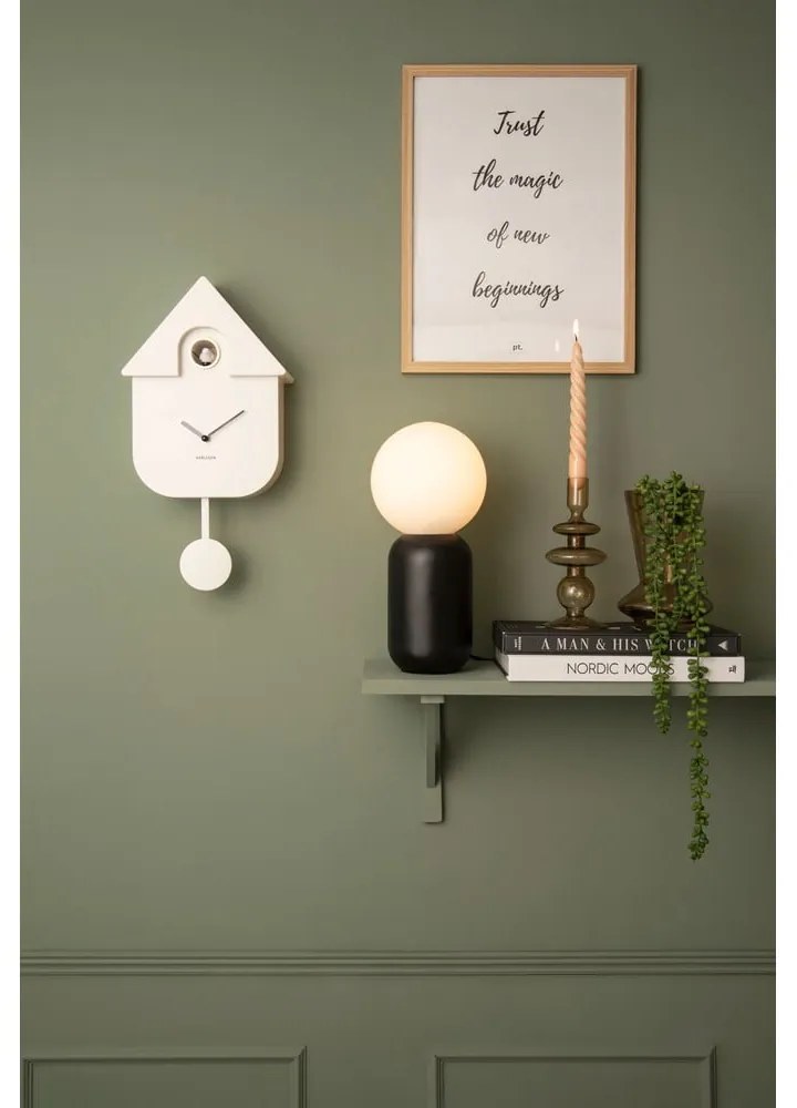 Ceas cu pendul pentru perete Karlsson Modern Cuckoo, 21,5 x 41,5 cm, alb