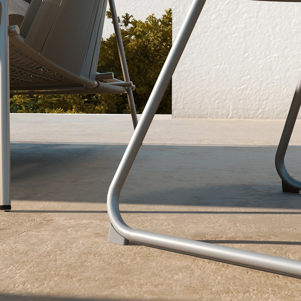 Outsunny Masă de cafea de grădină rotundă, masă de cafea de exterioare, Ø60 cm, picioare reglabile antiderapante, metal epoxidic, gri | Aosom Romania