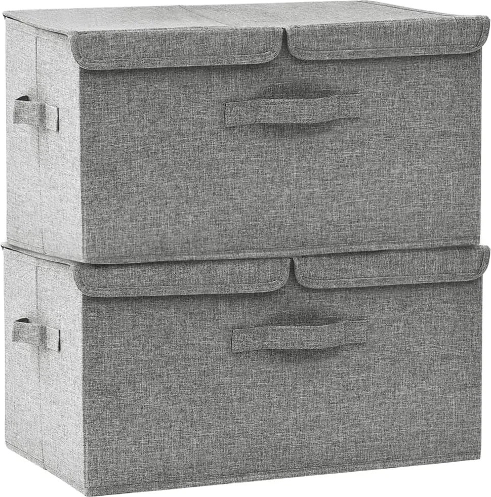vidaXL Cutii de depozitare 2 buc. gri 50x30x25 cm material textil
